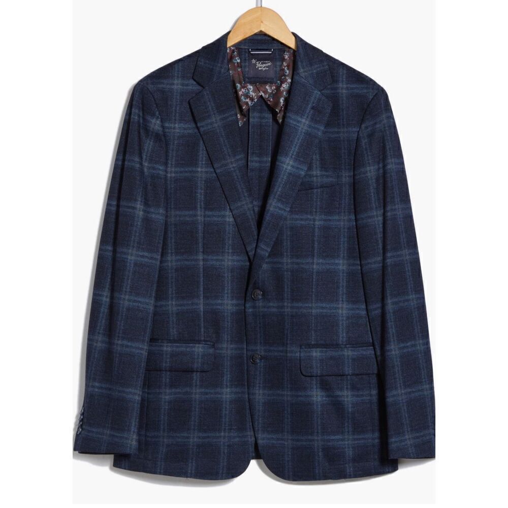 Original Penguin Port Plaid Sport Coat in Blue NWT Size 42 Long